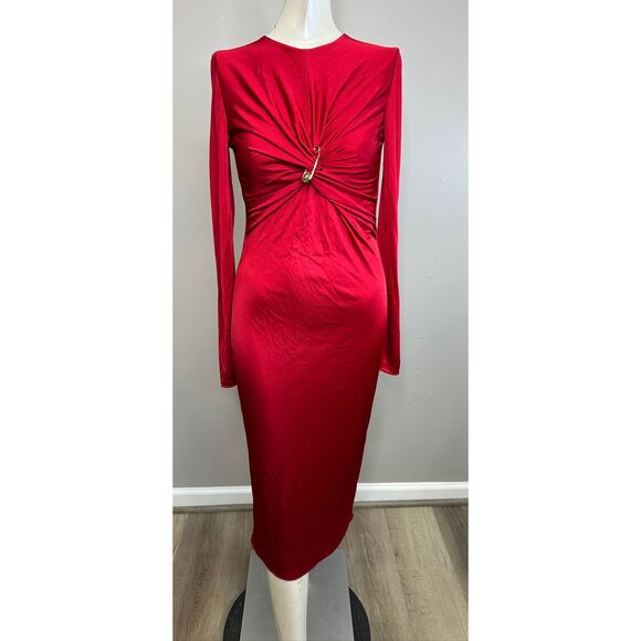 VERSACE Embellished twist-front jersey midi dress IT40/US4 $2490 - Picture 4 of 10
